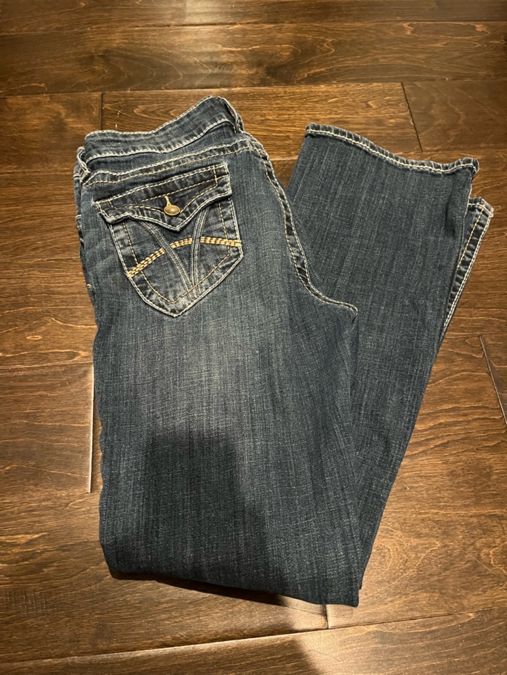 Kut from the Kloth Dark Blue Bootcut Jeans with Embroidered Back Pocket